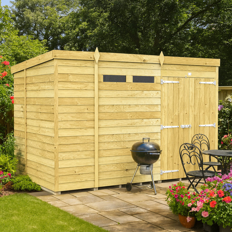 11ft x 7ft Pent Security Shed - Double Door