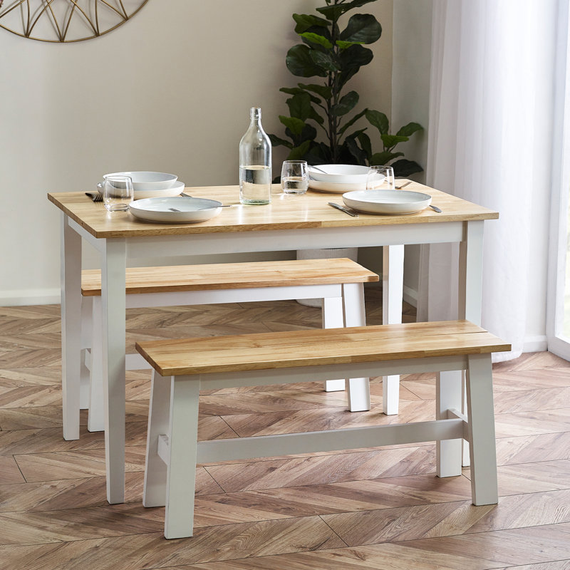 Hayasdan Solid Wood Bench, Brown/White