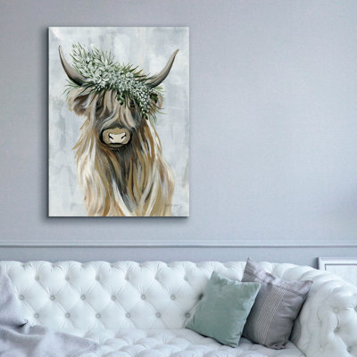 'Beautiful Crowned Bovine' by Yvette St. Amant Canvas Wall Art