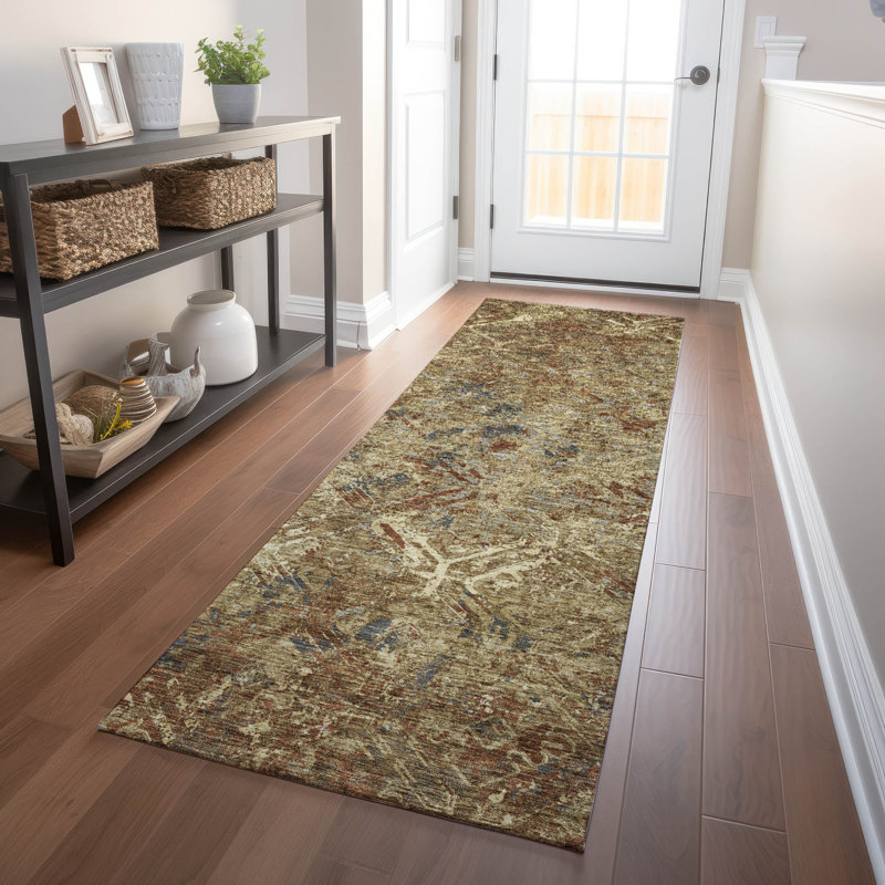 Premium Machine Washable Prisco Brown Rug, Runner 2'3" x 7'6"