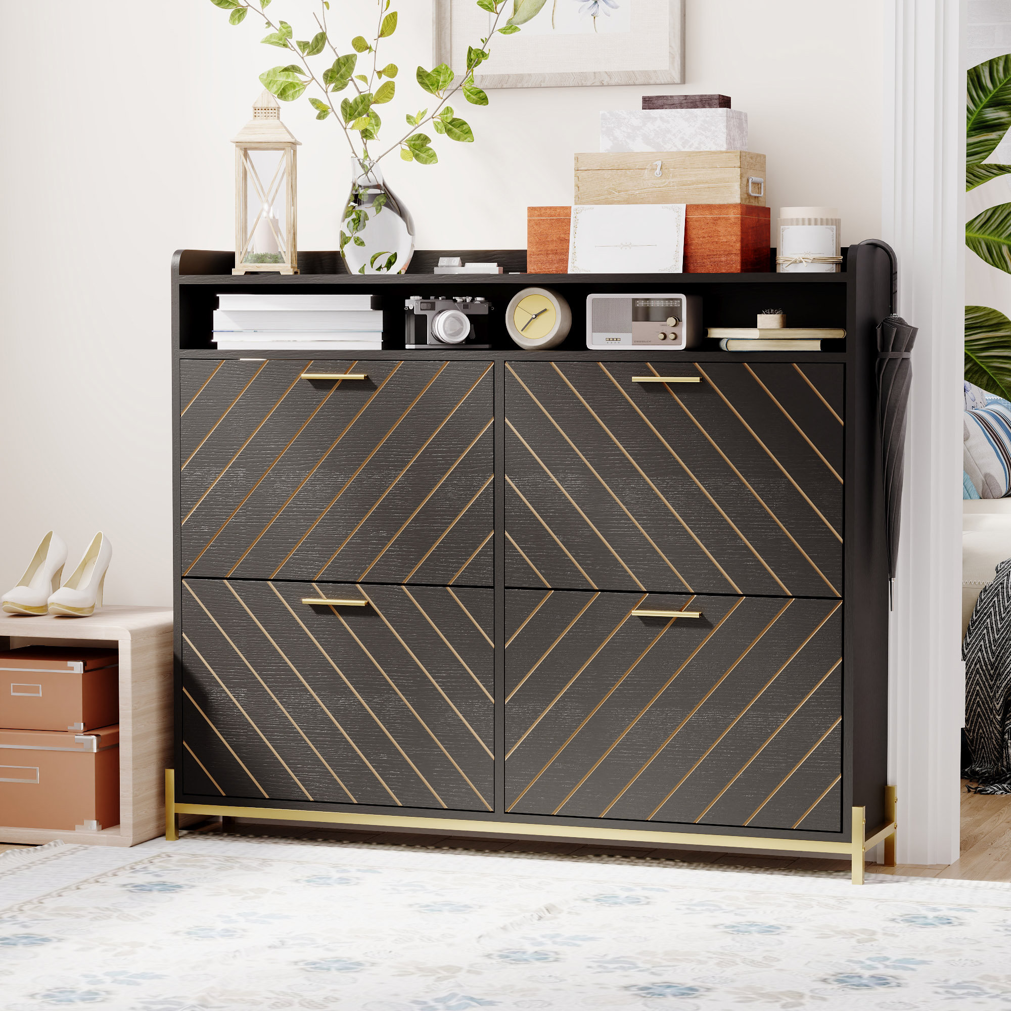 Mercer41 Shoe Cabinet/Shoe Rack Cabinet/Shoe Rack Organizer Cabinet ...