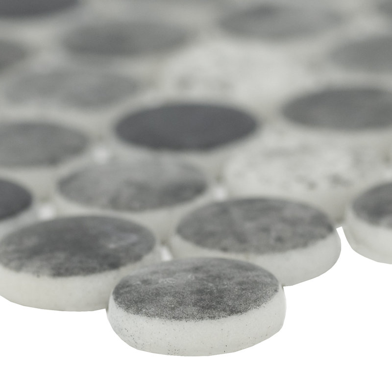 Montessa Penny Round 12 in. x 12 in. Glossy Glass Mosaic Wall Tile, Metro Hera