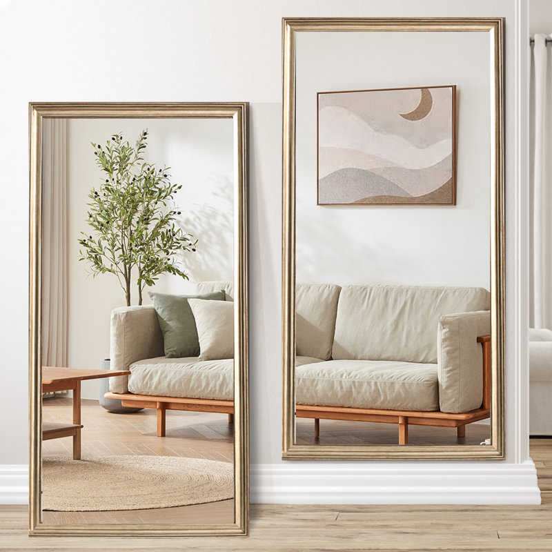 32X70 Inch Full-Body Floor Mirror With Wood Frame, Elegant Design, Durable, For Bedroom, Clothing Store, Salon | Gift Idea