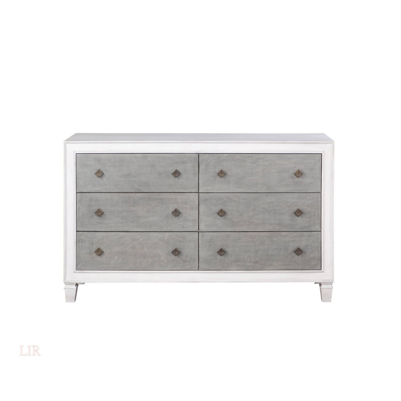 Commode Katia à finition blanche vieillie (Commode)
