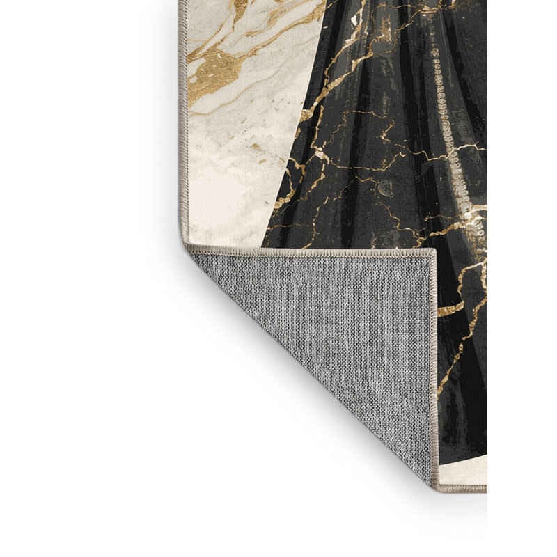 Tapis en marbre beige lavable à la machine Benson Glam, 6 X 9