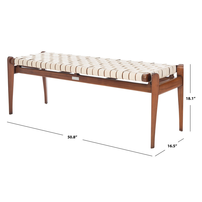 Dilan Leather Bench, White Top Grain Leather