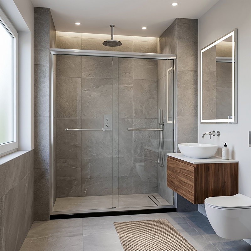 Porte de douche encadrée l 60" x h 79"