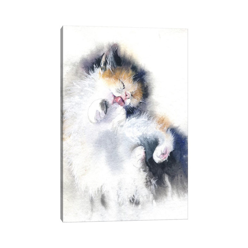Kitty Bath by Marina Ignatova - Wrapped Canvas Painting, 20.32 cm H x 30.48 cm W