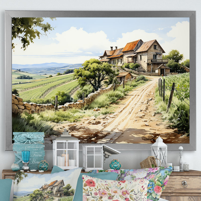 «Vineyard Scenery Beauty II», reproduction sur toile, H 34 po x l 44 po x P 1,5 po, Cadre simple argenté