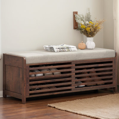 43" Distressed Shutter Storage Bench, Entryway Storage with Storage