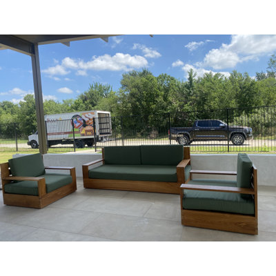 Braeden Teak 6 - Person Patio Conversation Set with Cushions
