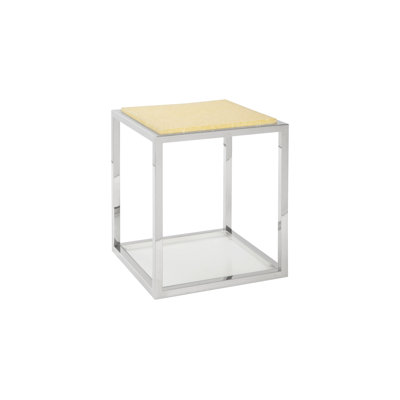 Crushed Yellow Acrylic End Table, Stainless Steel