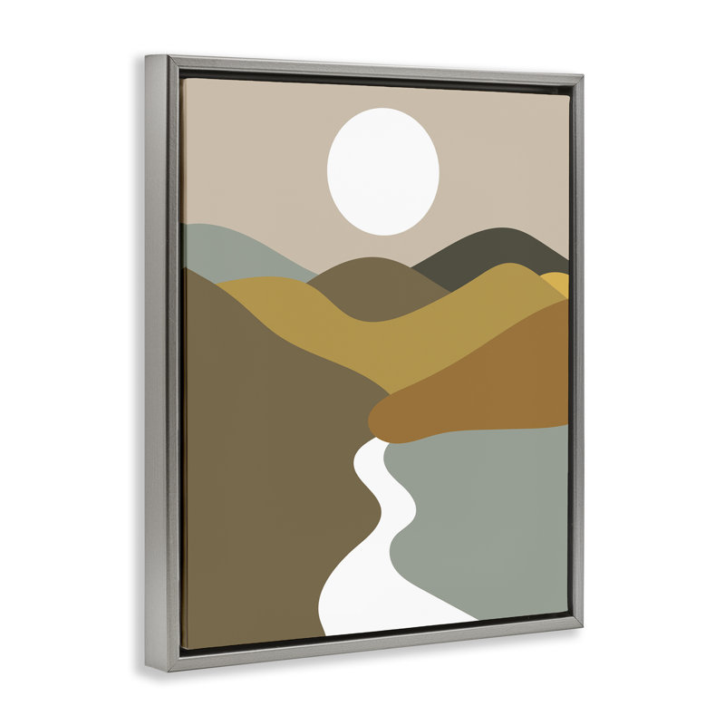 Rivière, vers les montagnes, art mural encadré par Daphne Polselli, Cadre flottant gris lustré, H 31 po x l 25 po