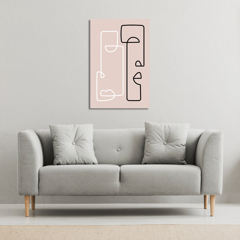 Line Art Of Two Faces by Andrew Lee - Wrapped Canvas Print, 61cm H x 41cm W x 4cm D