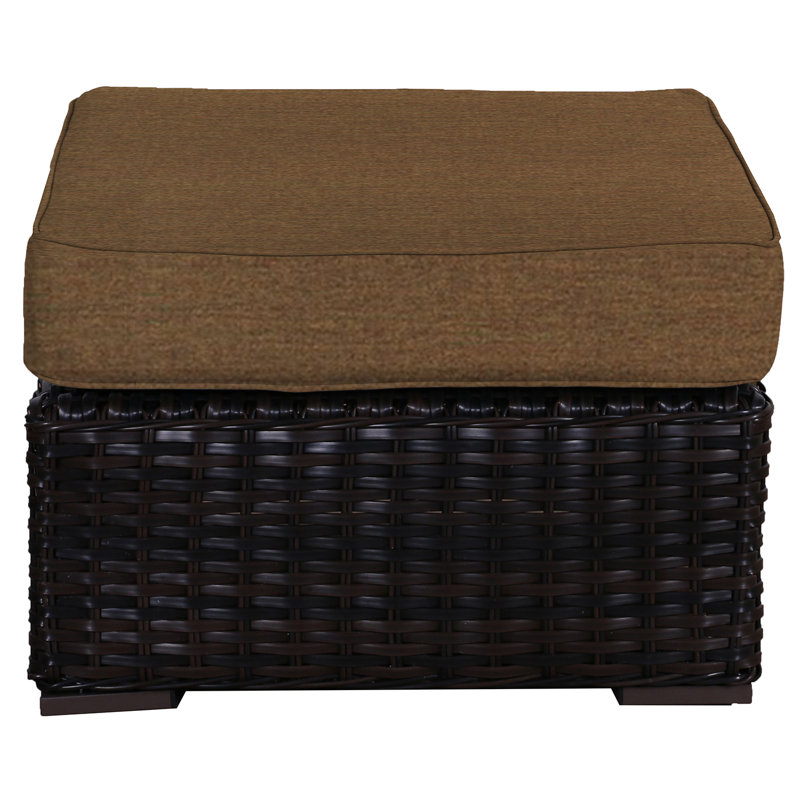 Repose-pieds d'extérieur avec coussin Sireci, Teck