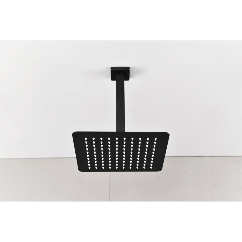 304 Stainless Steel High Showerhead - Ultra-thin Waterfall With Self Nozzles, Matte Black, Full Body Shower, Works All Standard Shower Arms, American Pipe Fit Rain Head Covering, And Universal Arm