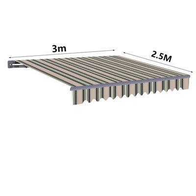 Porterville Multi-Stripe Retractable Patio Outdoor Awning