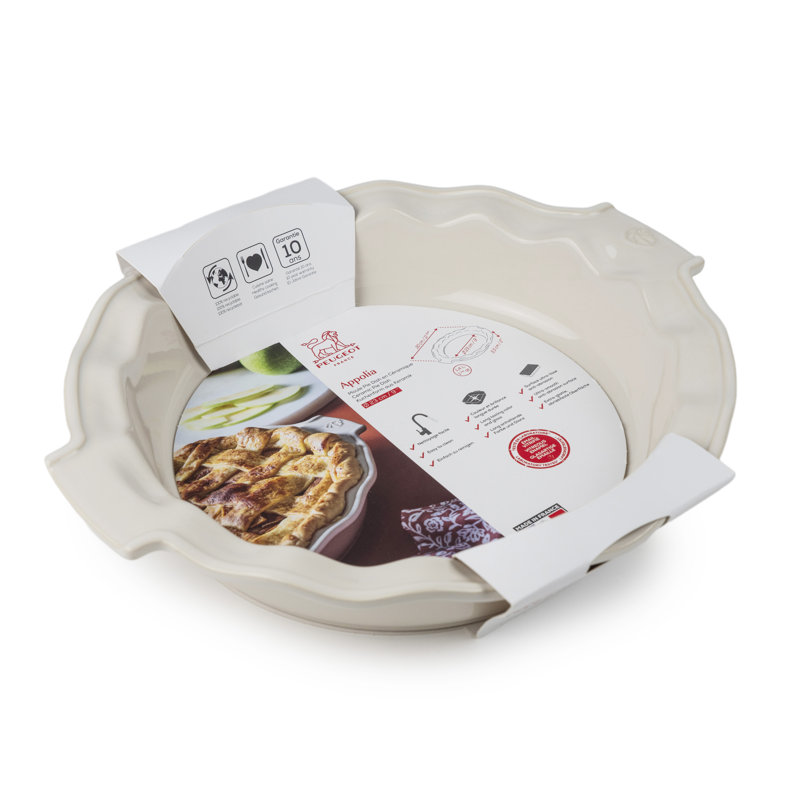 Appolia 12 Inch Ceramic Pie Dish , Ecru