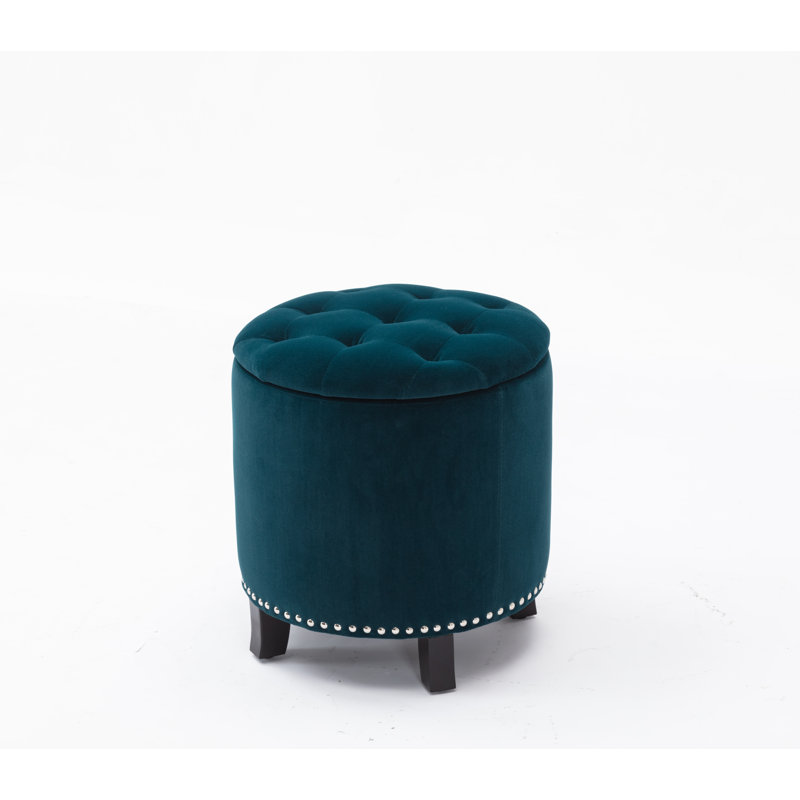 Denver Upholstered Ottoman, Green 100% Polyester