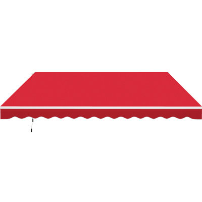 12' X 10' Retractable Awning For Patio - Sun Shade With Aluminum Frame, Wine Red Color Balcony Water- Fabric And Stable Support
