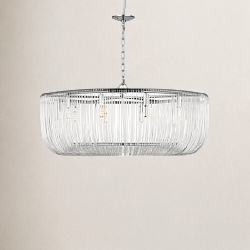 Carell Dimmable 10-Light Pendant, Polished Nickel, 83.5" H x 42" W x 42" D