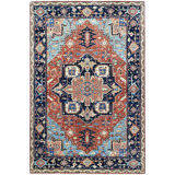 Hand Knotted Wool Area Rug in Red And Blue
