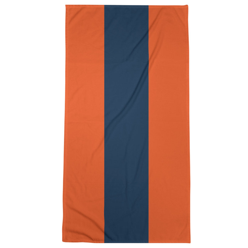 Bath Towel, Orange/Navy Blue