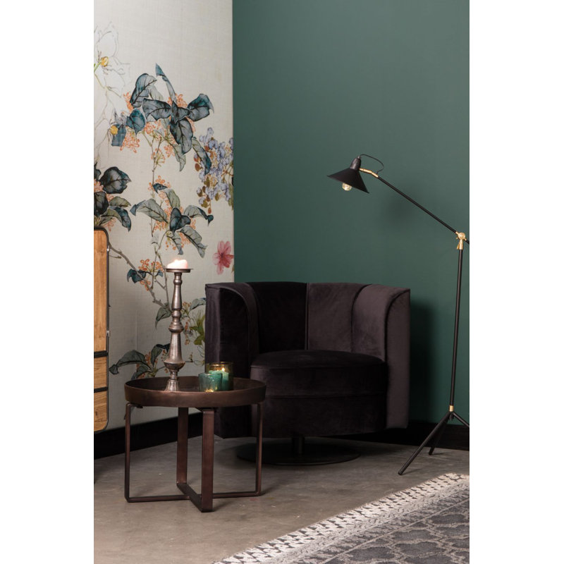 Flower Swivel Barrel Chair, Orange Velvet
