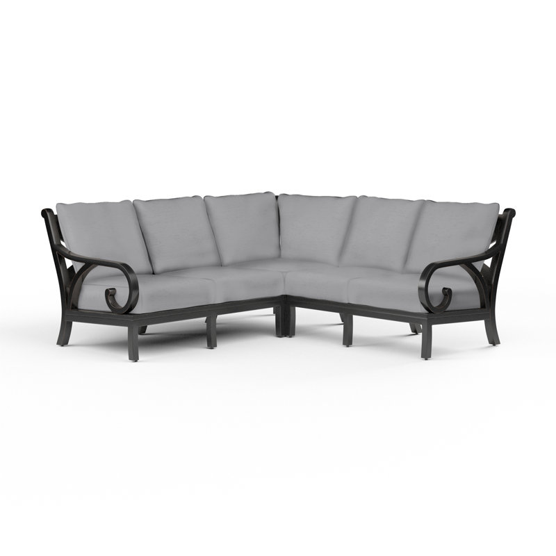 Monterey 55'' Wide L-Shaped Aluminum Patio Sectional with Sunbrella® Cushions, Canvas Granite Sunbrella®