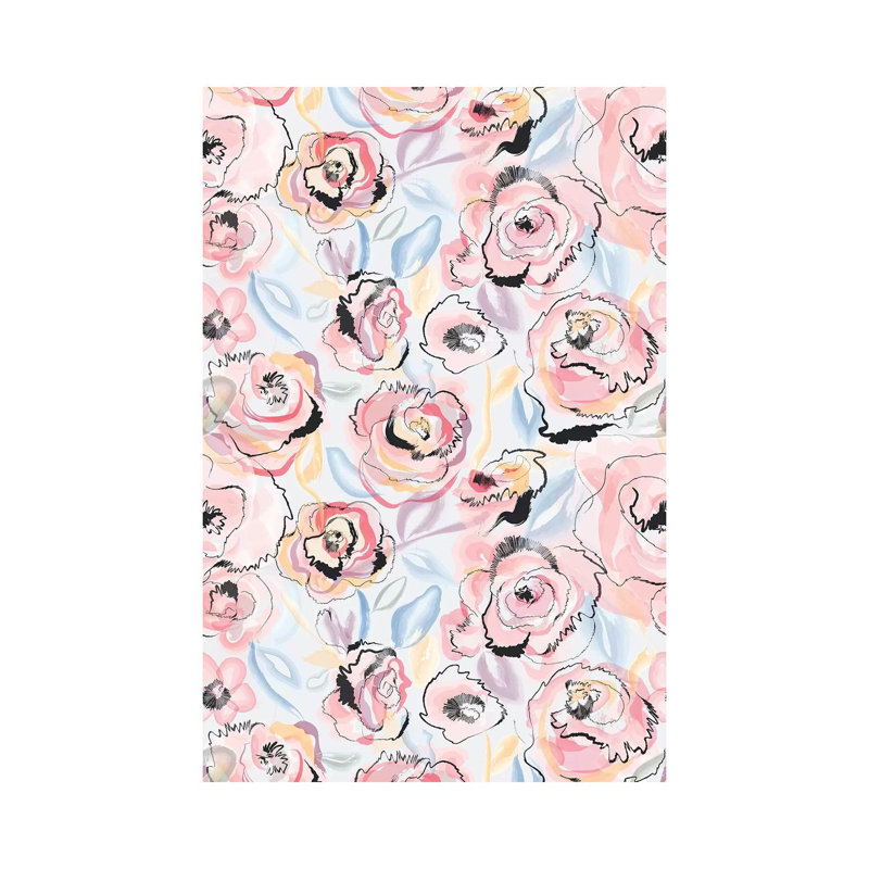 Scribble Flowers Pastel - Painting on Canvas, Wrapped Canvas, 30.48cm H x 20.32cm W x 1.91cm D