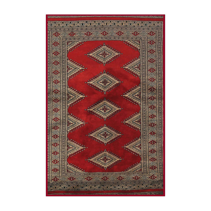 Tapis oriental rouge / jaune / brun, Rectangle 5 pi x 7 pi