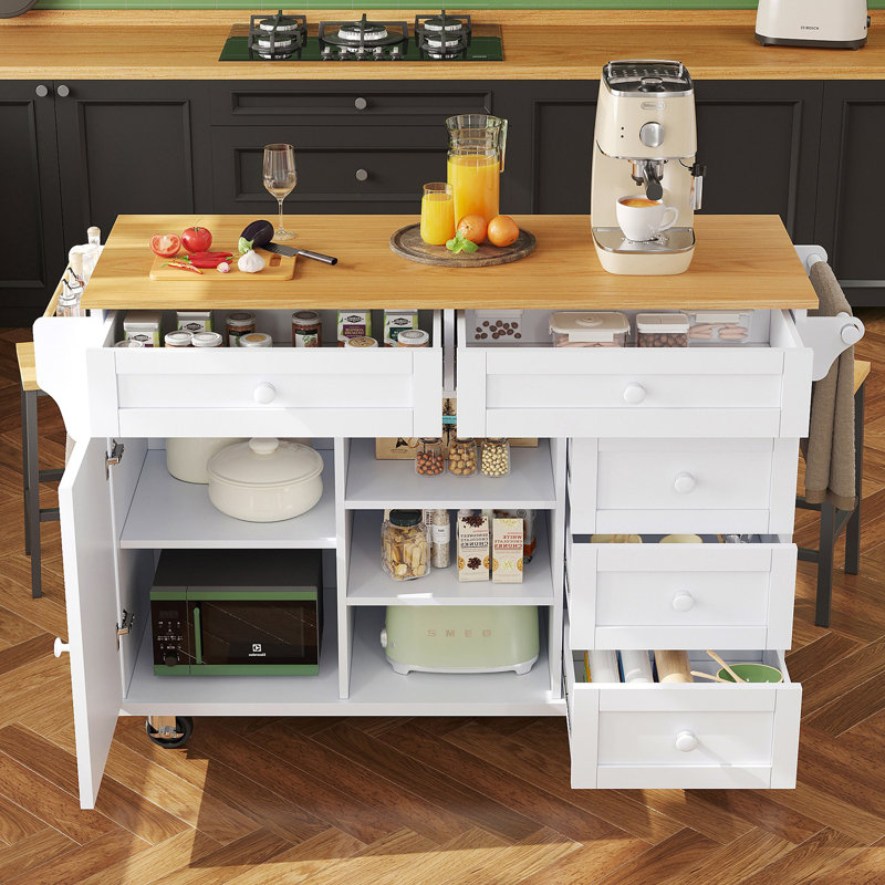 Wood Kitchen Island, Grey