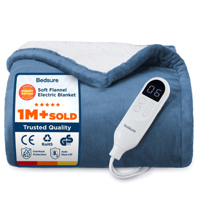 Bedsure Heated Blanket Electric Throw with 10 Time Settings, 6 Heat Settings, Overheat Protection
