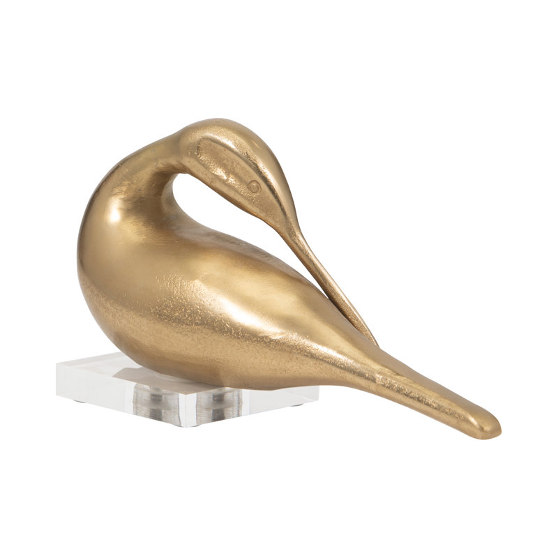 Elegant 12" Dreanna Bird Statuary, Artisan-Crafted Aluminum & Acrylic, Modern Sculptures Décor