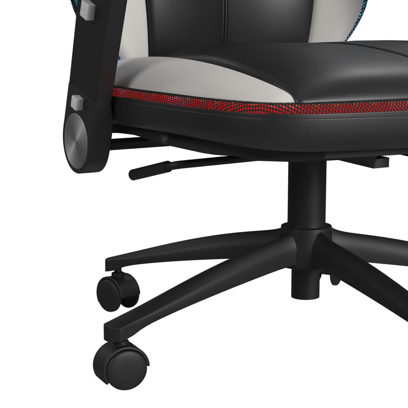 Gaming Chair with LED and Speaker - 3A Packing, Black/Khaki Faux Leather