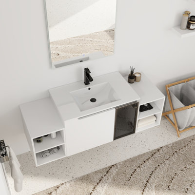 Ensemble de meuble-lavabo simple 54 po avec plateau en céramique Quorin