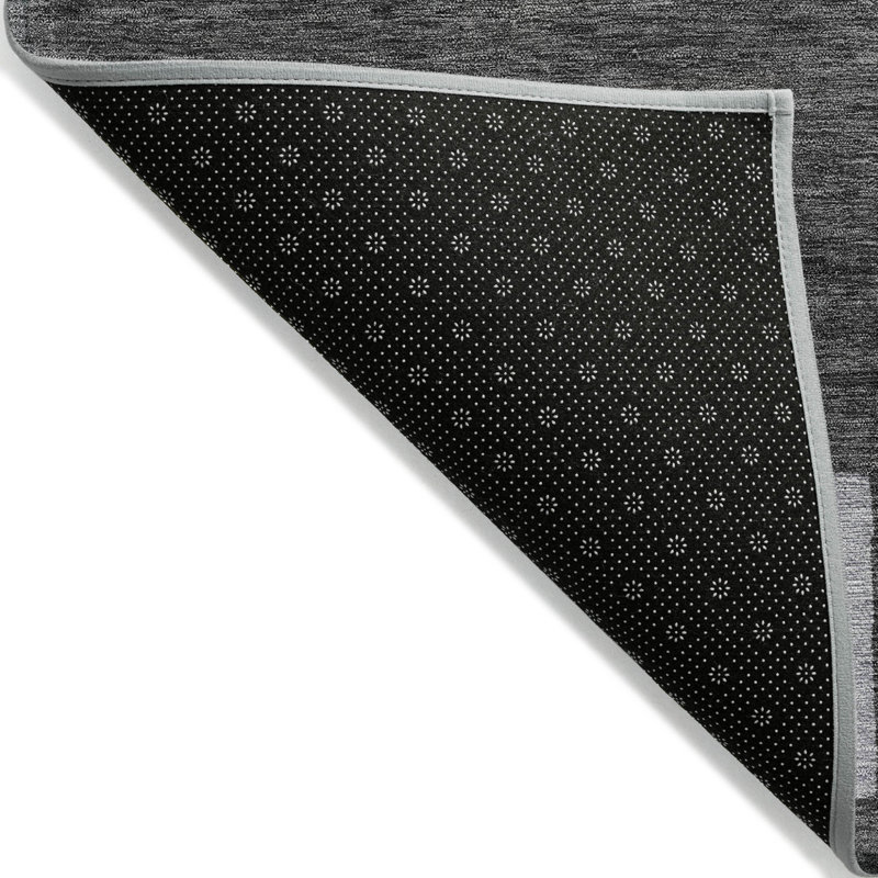 Tapis extérieur lavable à motif géométrique noir et gris 5 pi x 8 pi