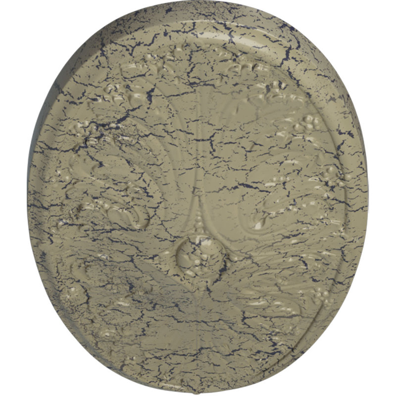 Médaillon de plafond Endurathane Madrid, l 24 3/4 po x H 12 1/2 po x P 1 3/4 po, peint à la main craquelé pierre de château