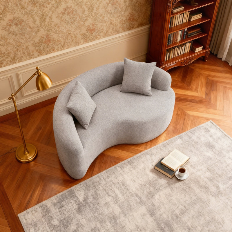 Canapé modulaire en chenille Boneless, Gris clair
