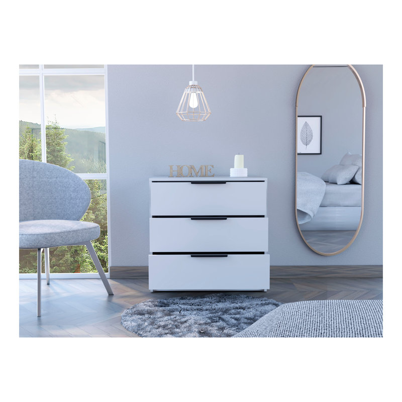 Commode à trois tiroirs, Blanc