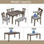 Ensemble de salle à manger de cuisine 6 pièces, table de salle à manger rectangulaire en bois avec 4 chaises rembourrées et un banc, ensemble de table de salle à manger pour 6 personnes-897345391-891462239