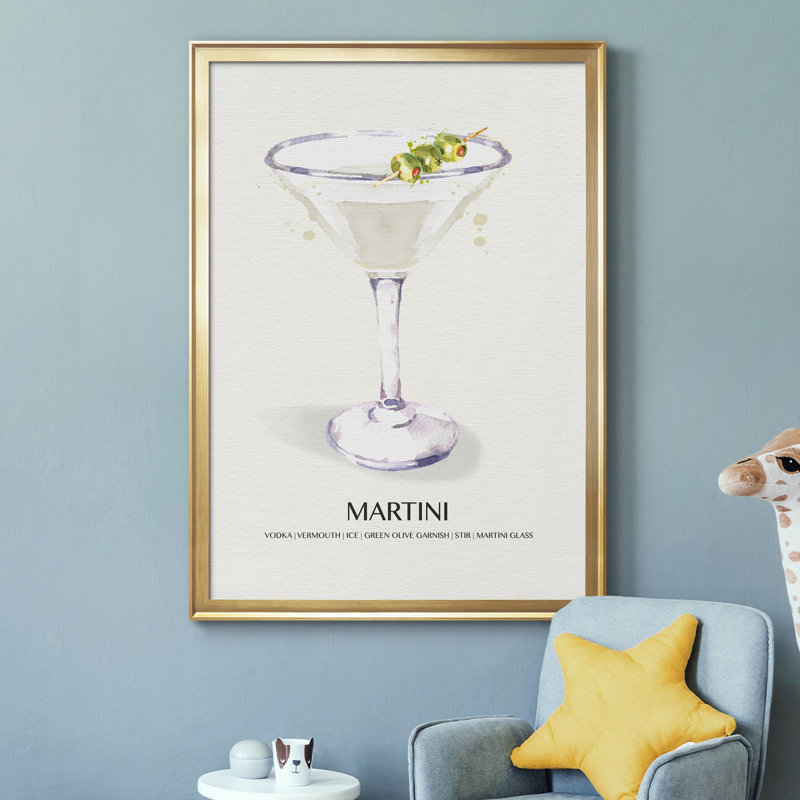 Reproduction encadrée de qualité supérieure Martini - prête à être accrochée, H 30,5 po x l 42,5 po x P 1,5 po, Or