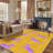 Aldovin Zebralume Animal Print Machine Washable Purple / Yellow Indoor Area Rug with Non-Slip Backing-552989109