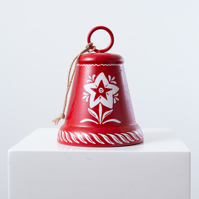 Cloche de Noël en métal rouge Nordic
