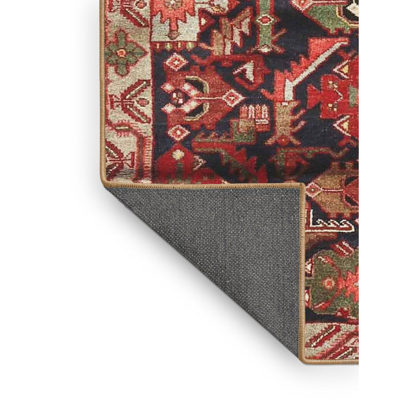 Tapis géométrique rouge / beige / noir, Rectangle 3 pi x 5 pi
