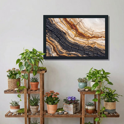 Abstract Layered Earth Texture in Black and Rust Canvas Wall Art