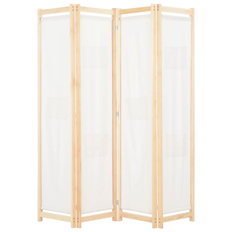 Paravent pliable pour diviser une pièce, Crème, H 66,9 po x l 94,5 po x P 1,6 po, 4