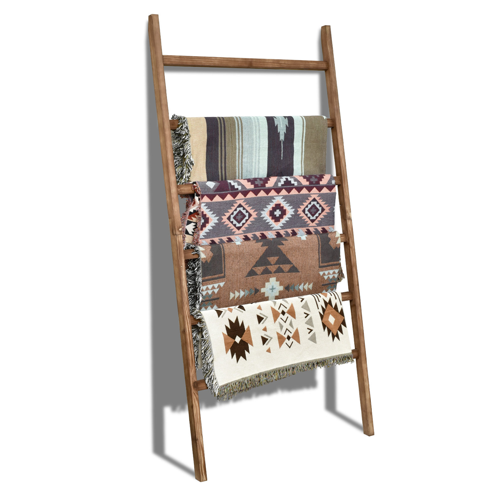Gracie Oaks Extra Wide Wooden Blanket Ladder Living Room