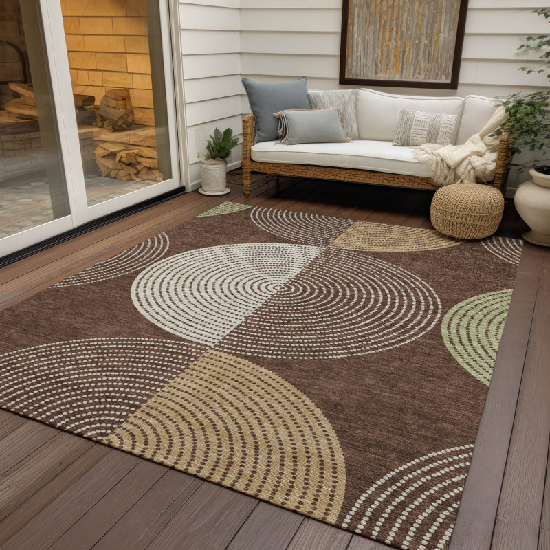 Machine Washable Indoor/Outdoor Hovey ACN2281 Geometric Rug, Rectangle 8' x 10'