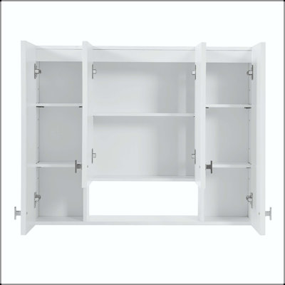 Armoire murale moderne avec 5 tablettes réglables et étagères ouvertes - blanc